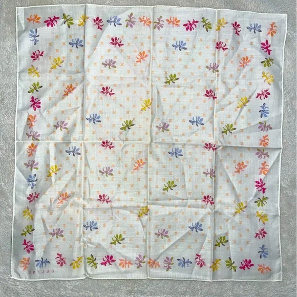Celine Multicolor Floral Handkerchief/Scarf - Picture 4 of 4